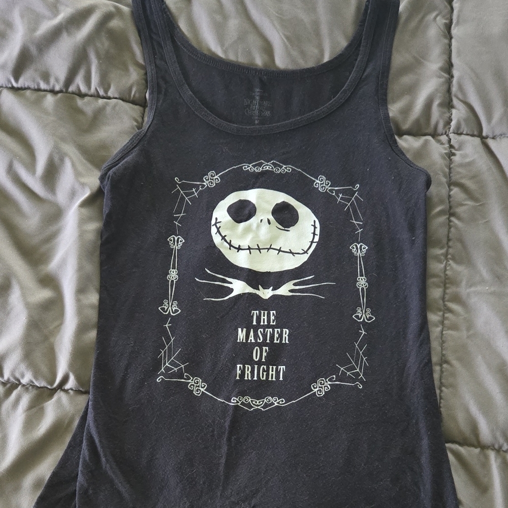 Black Tank Top Jack Skellington Jr's / Women's Medium Glow In The Dark Design
